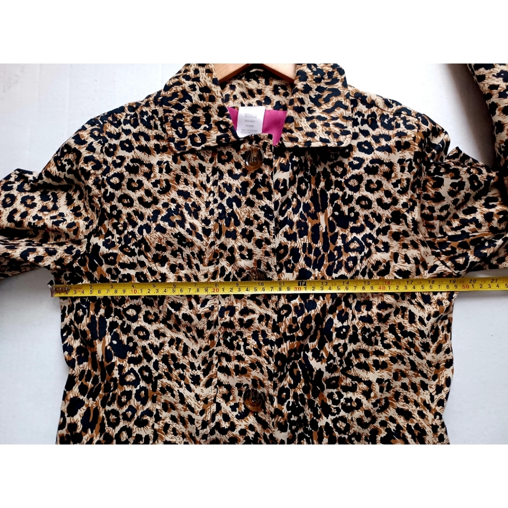 Leopard Print 4-Button Front Collared Trench Coat… - image 7